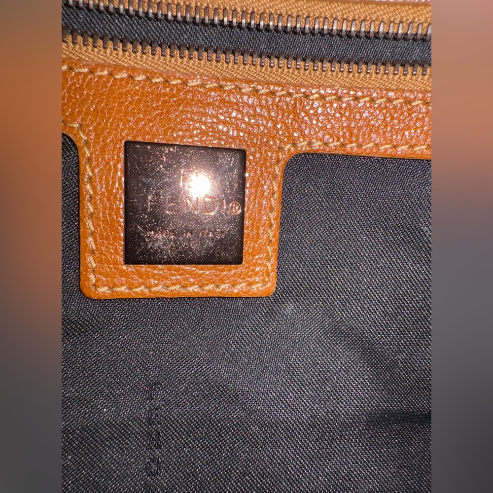 Fendi Mama Baguette Brown Leather Shoulder Bag FF Logo Vintage - Picture 9 of 14